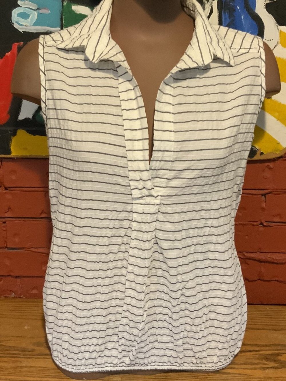 Max Studio Sleeveless Striped Top. Medium